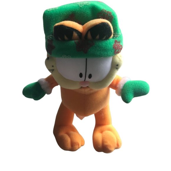 Garfield Cat Plush Winter Hat Mittens Back Suction Cup 8" Tall Snowflakes - Picture 2 of 7